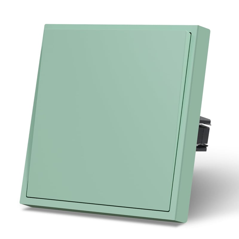 MVAVA M2 Sorozatú Süllyesztett Villanykapcsoló - Egypólusú Zöld Műanyag Fali Kapcsoló 80x80mm, 10A, 250V, Nappali, Konyha, Fürdőszoba