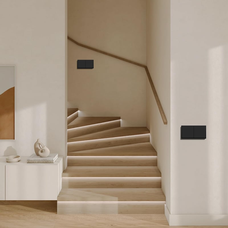 MVAVA M2 Süllyesztett Fali Kapcsoló - Fekete Műanyag Egypólusú Villanykapcsoló, 80x150 mm, 10A, 250V, Modern Dizájn Lakásba, Konyhába