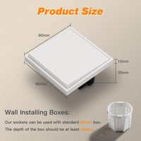 MVAVA M2 Süllyesztett Villanykapcsoló - Egypólusú Fehér Fali Kapcsoló 80x80mm, 10A, 250V, Modern Dizájn Lakásba, Konyhába, Fürdőszobába 2