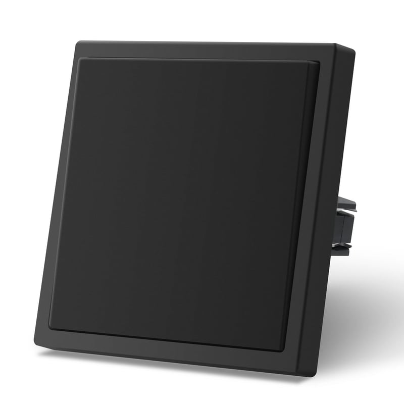 MVAVA M2 Süllyesztett Villanykapcsoló - Egypólusú Fekete Fali Kapcsoló 80x80mm, 10A, 250V, Modern Dizájn Nappaliba, Konyhába, Fürdőszobába