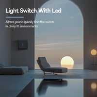 MVAVA M3 Egypólusú Kétirányú Süllyesztett Villanykapcsoló LED Jelzőfénnyel, Rugós Csatlakozás, 80x80mm, Fekete, 16A 3
