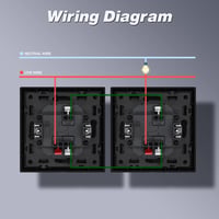 MVAVA M3 Egypólusú Kétirányú Süllyesztett Villanykapcsoló LED Jelzőfénnyel, Rugós Csatlakozás, 80x80mm, Fekete, 16A 6