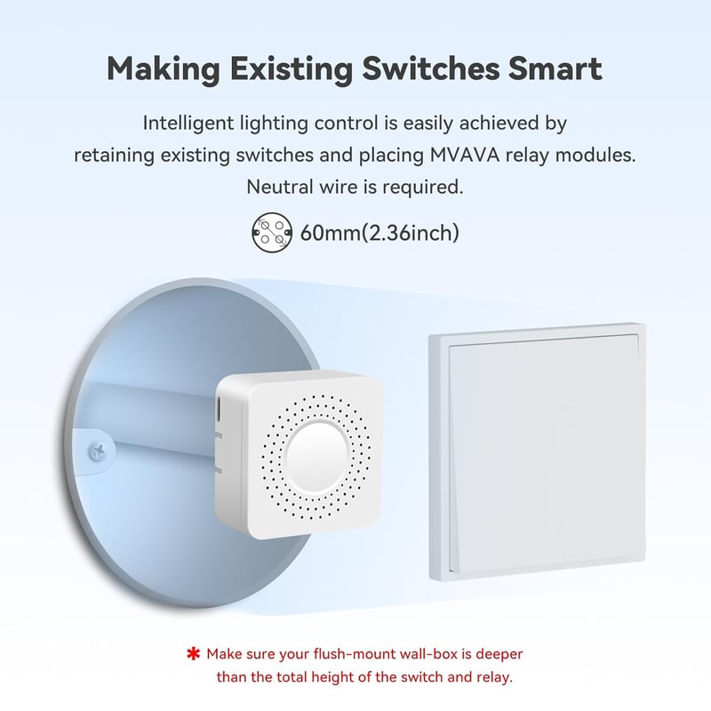 MVAVA Matter Kompatibilis Mini WiFi Okoskapcsoló Relé Modul - Intelligens Otthon Átalakító Alexa, Google Home és Home Assistant Támogatással