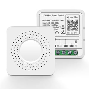 MVAVA Matter Kompatibilni Mini WiFi Pametni Prekidač Relejni Modul - Pretvarač za Pametni Dom s Podrškom za Alexa, Google Home i Home Assistant