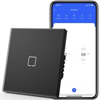 MVAVA WiFi Érintőkapcsoló - Okos Fali Villanykapcsoló Alexa/Google Home Kompatibilis, Tuya/Smart Life App Vezérlés, Fekete Üveg, 1-Utas 1