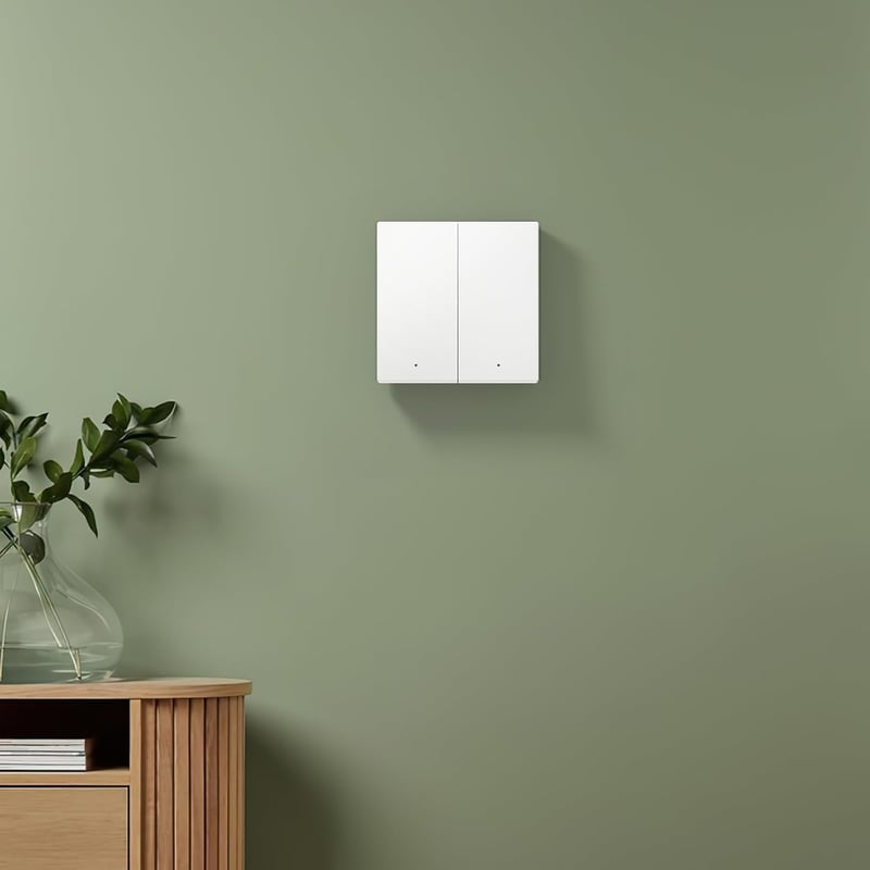 MVAVA WiFi Okos Fali Kapcsoló - Alexa, Google Home és Tuya Kompatibilis, Kétgombos Egypólusú Süllyesztett Kivitel, Fehér, 86mm, 250V