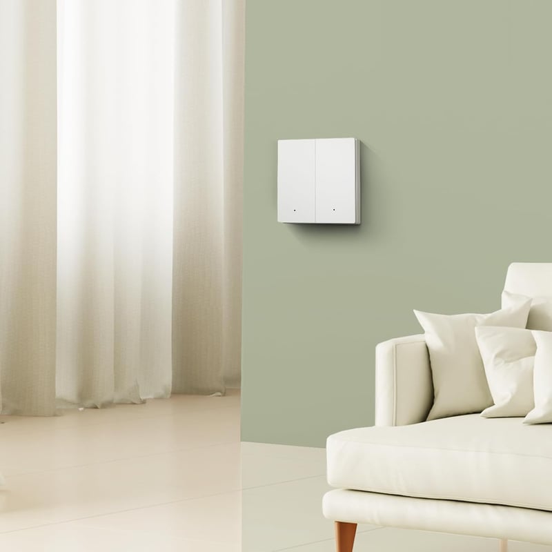 MVAVA WiFi Okos Fali Kapcsoló - Alexa, Google Home és Tuya Kompatibilis, Kétgombos Egypólusú Süllyesztett Kivitel, Fehér, 86mm, 250V