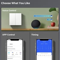 MVAVA WiFi Okos Fali Kapcsoló - Alexa, Google Home és Tuya Kompatibilis, Kétgombos Egypólusú Süllyesztett Kivitel, Fehér, 86mm, 250V 3