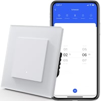 MVAVA WiFi Okos Villanykapcsoló - Alexa/Google Home Kompatibilis, Süllyesztett Üveg Panel, Tuya/Smart Life App Vezérlés, 1-Utas Fehér 1