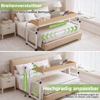 Mvellir Gurulós Ágytálca Laptopasztal Állítható Magasság és Szélesség Fém Keret Szélesített Asztallap Peremmel Ágyhoz és Kanapéhoz Tölgyfa Színű 7