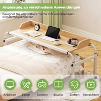 Mvellir Gurulós Ágytálca Laptopasztal Állítható Magasság és Szélesség Fém Keret Szélesített Asztallap Peremmel Ágyhoz és Kanapéhoz Tölgyfa Színű 3