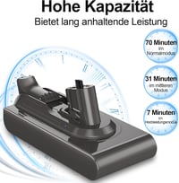 MVMOD Dyson V11 Pótakkumulátor 25.2V 3900mAh - Kompatibilis SV15 Click-in Modellekkel, 70 Perces Üzemidő - V11 Torque Drive, Absolute Porszí 7