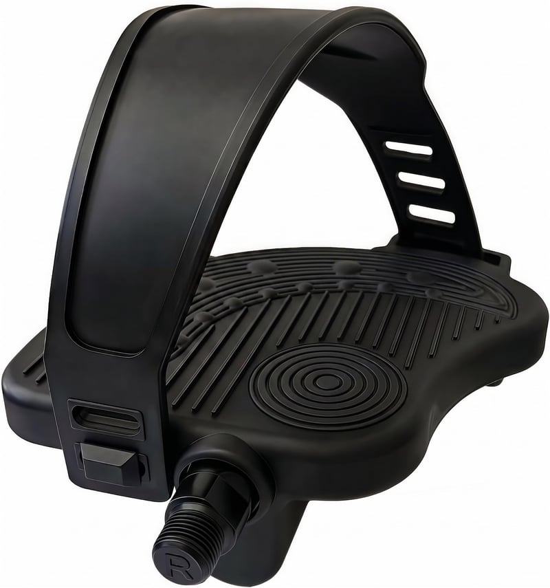 MVTEK Pár pedálov na fitness a spinningový bicykel, ergonomický nylon, s 12 mm guličkovým ložiskom, 1/2" závit, s nastaviteľným remienkom, čierne