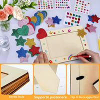 MWRWRR Set de 8 rame foto din lemn DIY pentru copii, pentru pictat și decorat, cu pietre decorative și abțibilduri, pentru zi de naștere 3