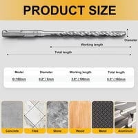 MWRWRR SDS Plus falazó fúró készlet 3 db 6x160 mm keményfém betétes beton tégla kő fúráshoz betonfúró kalapácsfúróhoz 2
