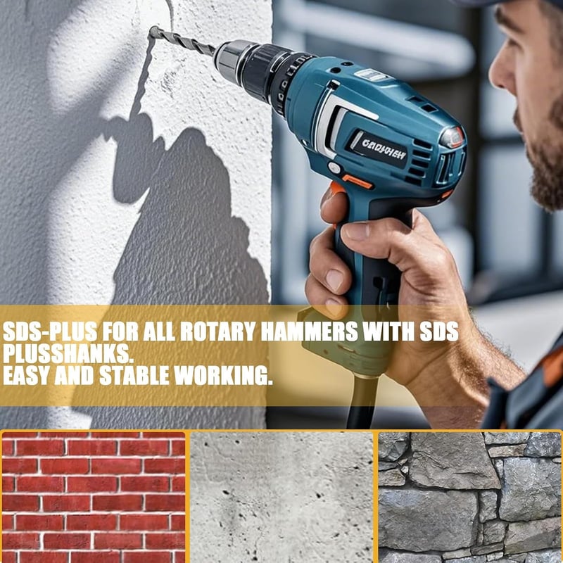 MWRWRR SDS Plus falazó fúró készlet 3 db 6x160 mm keményfém betétes beton tégla kő fúráshoz betonfúró kalapácsfúróhoz