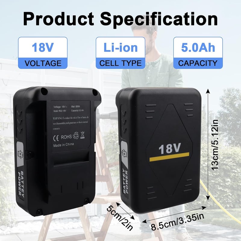MXJFYY 18V 5000mAh Kärcher akkumulátor, 5Ah lítium-ion, összes 18V szerszámhoz
