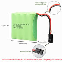 Sada NiMH RC akumulátorov MXJFYY 4,8 V 2400 mAh s konektorom Hitec, 2 ks, kompatibilná s RC prijímačmi lietadiel a vrtuľníkov Futaba a JR 2