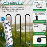 Mxmoonant 12 fejű ultrahangos párásító 8,4 L/h 400W növénytermesztéshez 2