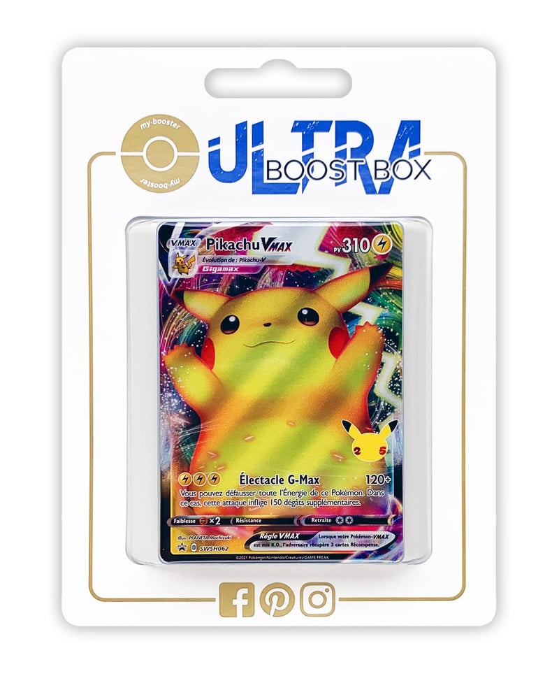 My-booster Pikachu VMAX SWSH062 Klasická kolekcia Full Art - Ultraboost X Sword & Shield Celebrations 25 rokov - 10 ks francúzskych Pokémon kariet