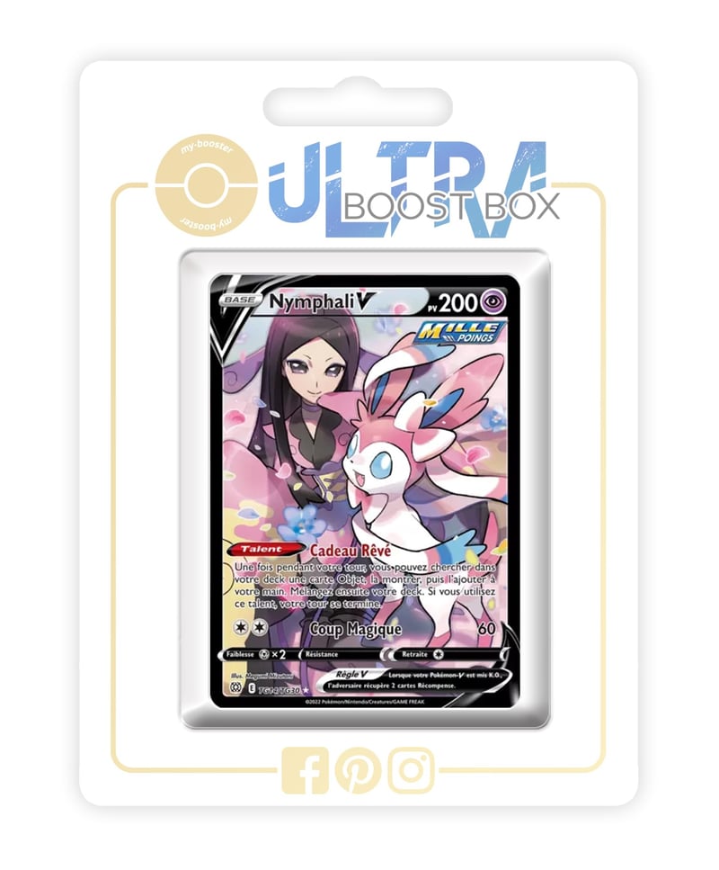 my-booster Pokémon Nymphali V TG14/TG30 Galéria karta – Ultraboost X Meč a štít 9 Žiariace hviezdy – 10 francúzskych Pokémon kariet