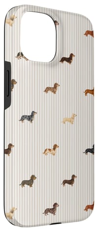 Husă iPhone 15 cu model de teckel cu păr lung Doxie Depot, crem, cu imprimeu drăguț cu mini teckel, pentru femei și fete 3