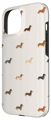 Husă iPhone 15 cu model de teckel cu păr lung Doxie Depot, crem, cu imprimeu drăguț cu mini teckel, pentru femei și fete 2