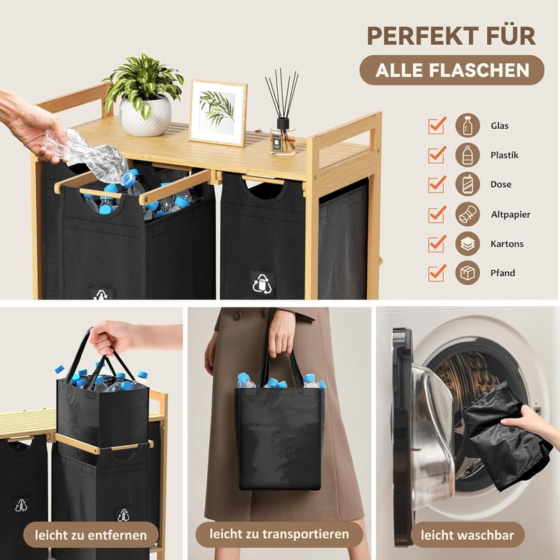 MY FAT GORILLA 4 rekeszes hulladékgyűjtő - PET, üveg, alumínium és papír szeparáláshoz