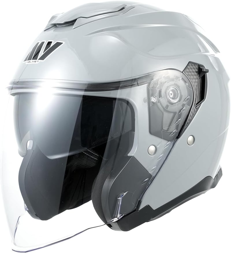 MY Jet Sisak Napszemüveggel, ECE22.06 Tanúsított, Motorkerékpár Robogó Vespa Sisak Férfiaknak Nőknek - L, Grey