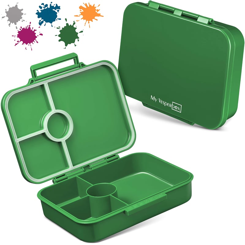 Cutie de prânz Vesperbox BIA pentru copii - Cutie compartimentată pentru școală și grădiniță, fără BPA, etanșă, verde