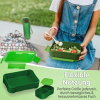 Vesperbox Mini Lite Bento kutija za užinu za djecu s pretincima – Kutija za ručak za školu i vrtić za dječake i djevojčice – Zelena 7