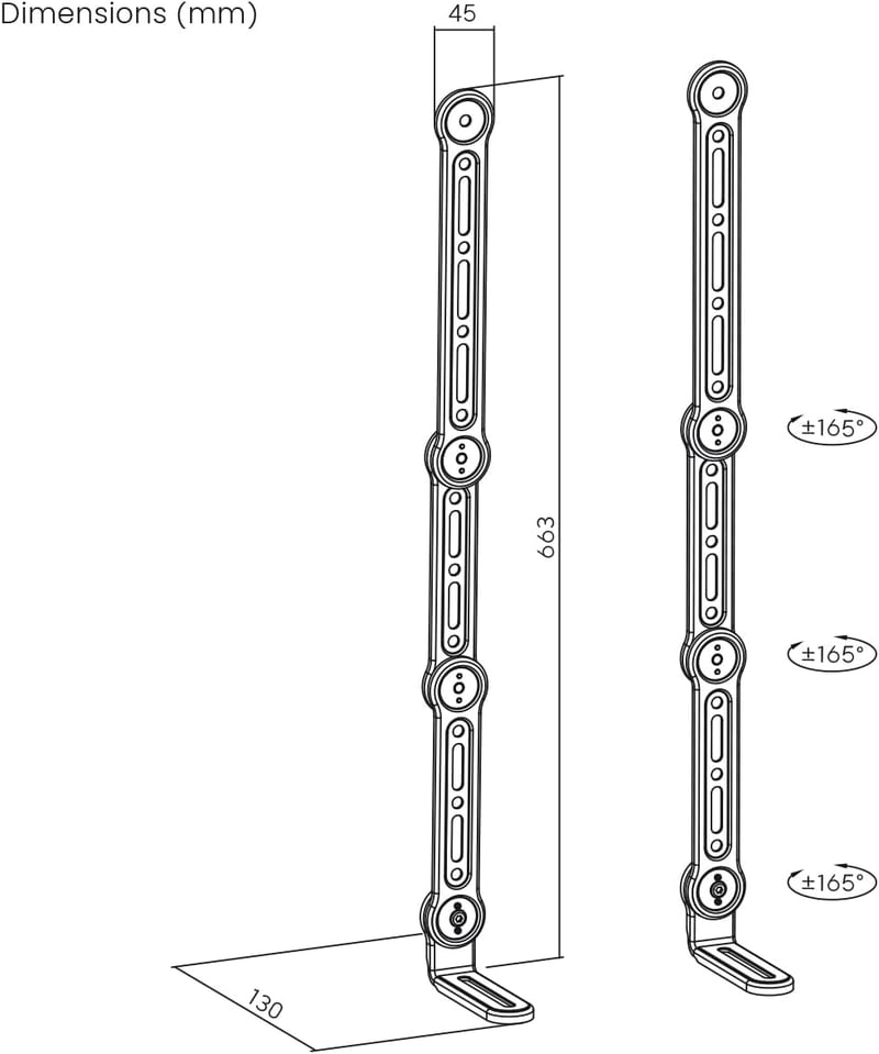 Suport universal pentru soundbar My Wall HZ32-2L, pentru televizoare de 90 inchi, înclinabil și rotativ, capacitate de încărcare 15 kg
