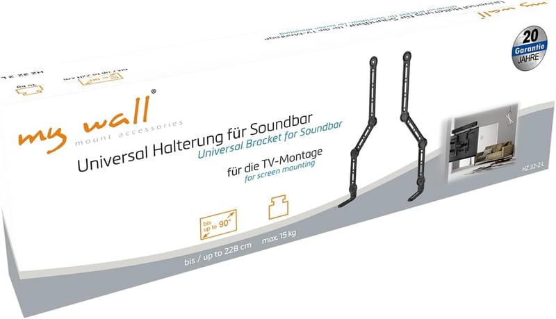 Suport universal pentru soundbar My Wall HZ32-2L, pentru televizoare de 90 inchi, înclinabil și rotativ, capacitate de încărcare 15 kg
