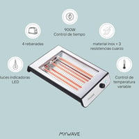 My Wave Lapos Kenyérpirító 900W Állítható Hőmérséklet 6 Fokozat 5