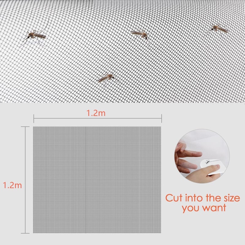 MYCARBON Ablak Szúnyogháló 120x120 cm, Vágható, Fúrás Nélkül, Fekete