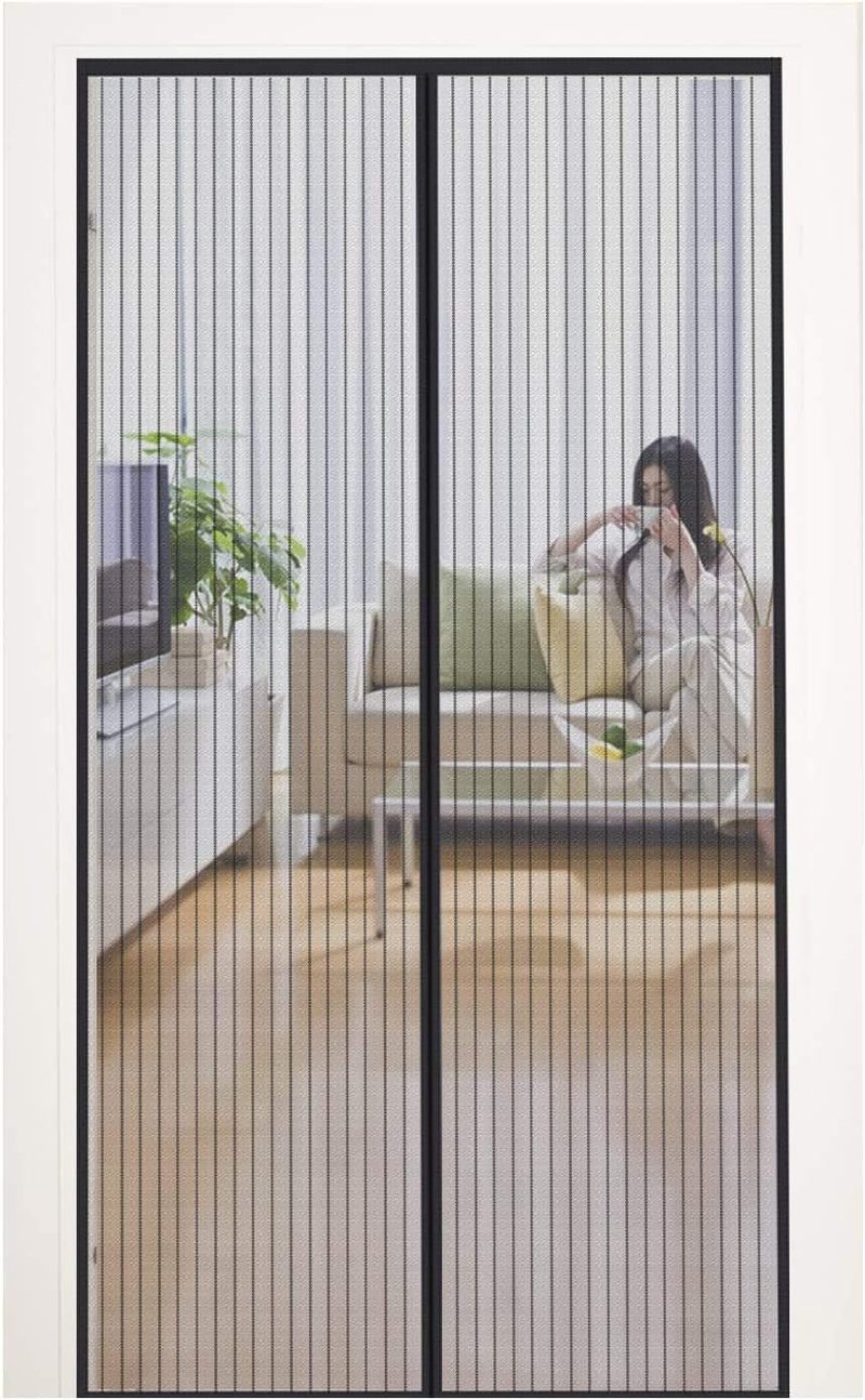 MYCARBON Mágneses Szúnyogháló Ajtóra - Fekete, Öntapadós, Szakadásálló, 140x240 cm, Modern Stílusú Rovarvédelem Poliészterből