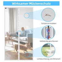 MYCARBON Magnetická sieťka proti hmyzu na dvere 75x200 cm biela, priedušná závesná sieťka proti komárom a muchám 3