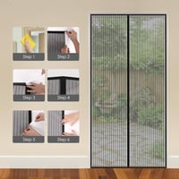 MYCARBON Sieťka proti hmyzu na balkónové dvere, silná magnetická sieťka na dvere 95x210 cm, do pivnice, na terasu, do obývačky, bez vŕtania, jednoduchá montáž 7