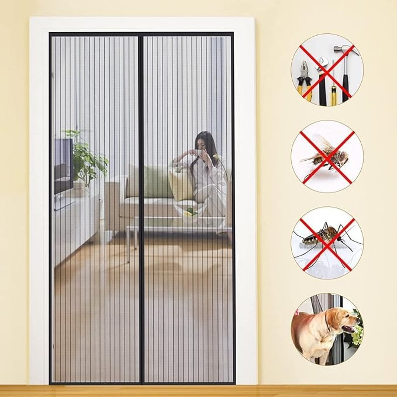 MYCARBON Sieťka proti hmyzu na balkónové dvere – pevná magnetická sieťka, jednoduchá montáž