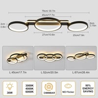 MYCUL LED Mennyezeti Lámpa Dimmelhető Távirányítóval 3 Izzós 36W 78cm 4