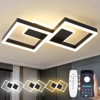Plafonieră LED MYCUL cu telecomandă, 32W, intensitate reglabilă, negru, corp de iluminat modern pentru living și dormitor 1