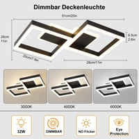 Plafonieră LED MYCUL cu telecomandă, 32W, intensitate reglabilă, negru, corp de iluminat modern pentru living și dormitor 4