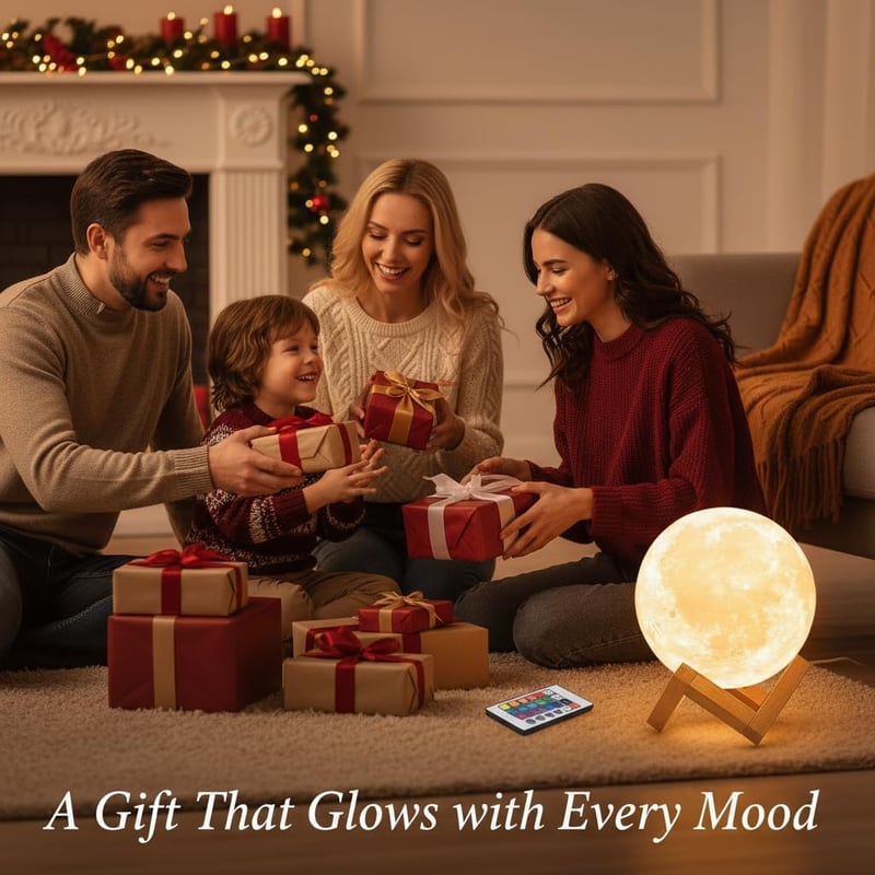 Mydethun 16 Színű Hold Lámpa Fa Talppal - 3D LED Éjszakai Fény Távirányítóval
