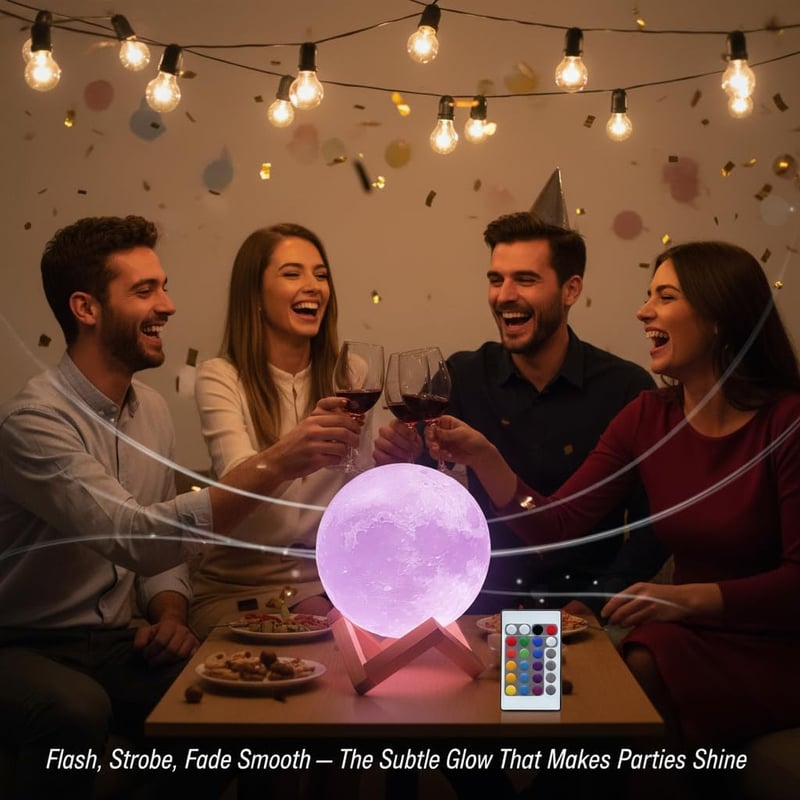 Mydethun 16 Színű Hold Lámpa Fa Talppal - 3D LED Éjszakai Fény Távirányítóval