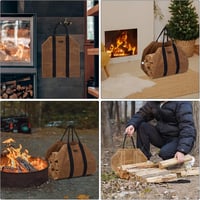 MYFIREPLACEDIRECT Tűzifa Kosár Extra Nagy Méretű, Vízálló Pamut Vászon Hordozótáska Kényelmes Fogantyúval, Barna Színű 6