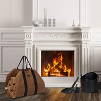 MYFIREPLACEDIRECT Tűzifa Kosár Extra Nagy Méretű, Vízálló Pamut Vászon Hordozótáska Kényelmes Fogantyúval, Barna Színű 7