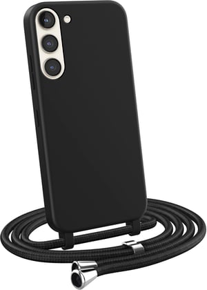 MyGadget Cord Case puzdro na Samsung Galaxy S23 Plus - Matný silikónový nárazuvzdorný kryt s popruhom na krk - Čierne