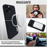 Puzdro MyGadget pre Apple iPhone 14 Pro Max kompatibilné s MagSafe – Dvojvrstvový silikónový kryt na telefón s ochranou fotoaparátu – Čierne 3