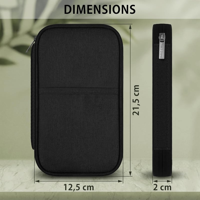 MyGadget Útlevéltartó 3 személyes családi szervezővel - Dokumentumokhoz, kártyákhoz, fekete