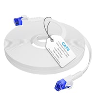 Mygatti 7,5m CAT6 Lapos Ethernet Kábel Fehér, UV-Álló, POE Kamera és Router Csatlakozáshoz 1